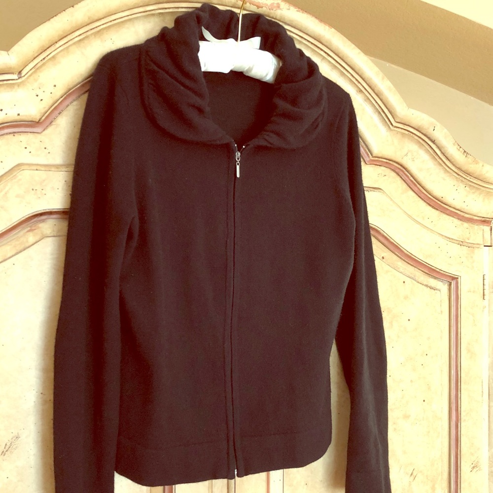 Saks Fifth Cashmere Zip Cardigan Black